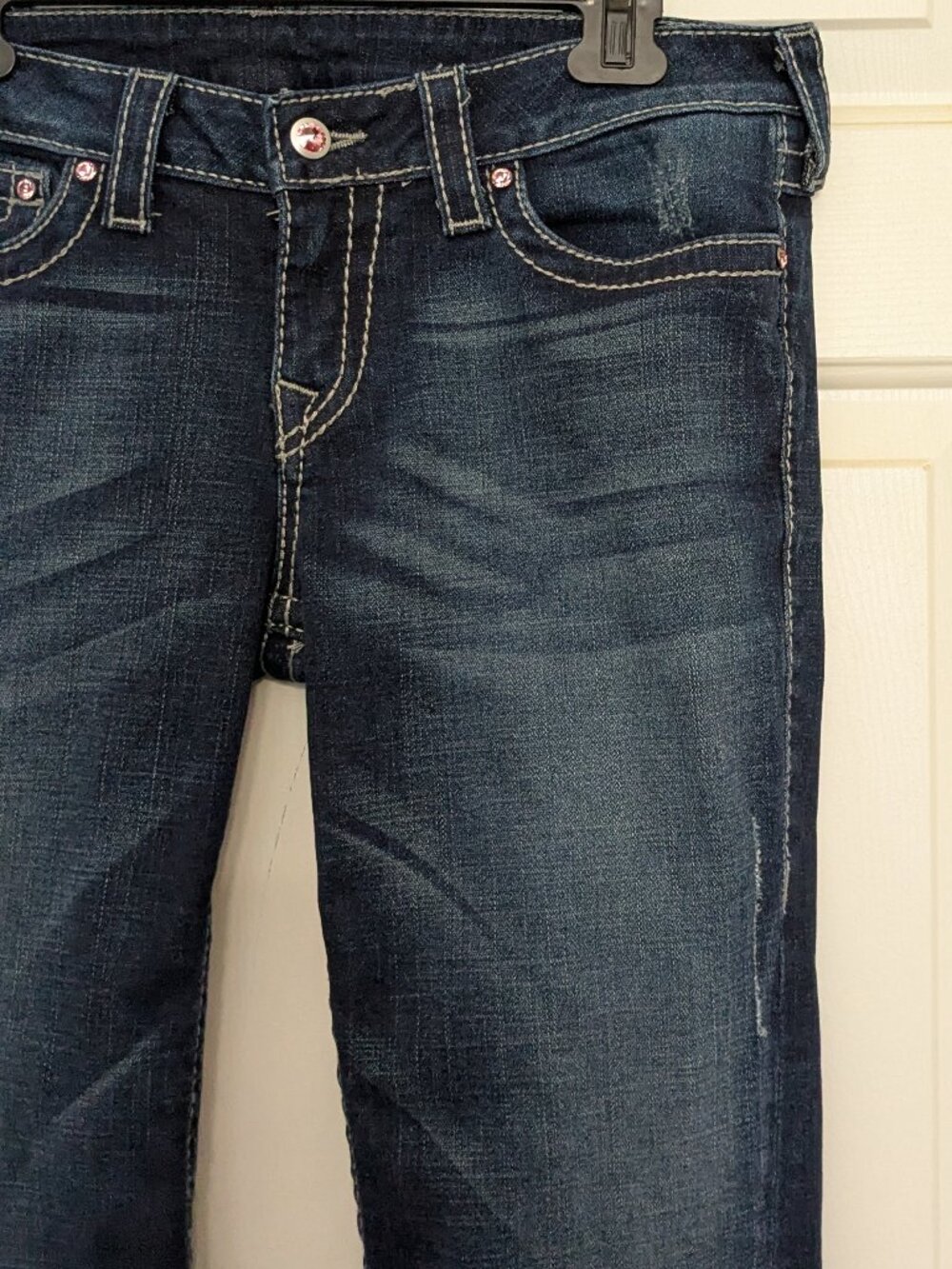 True Religion Women's Blue Boot cut Jeans Size 32 Rhinestone Made In USA . - Picture 5 of 14